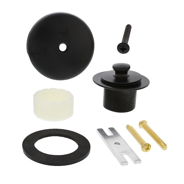 Jones Stephens Matte Black One-Hole Friction Lift Tub Drain Trim Kit, Includes Two-Hole Conversion Bar B51040 - main